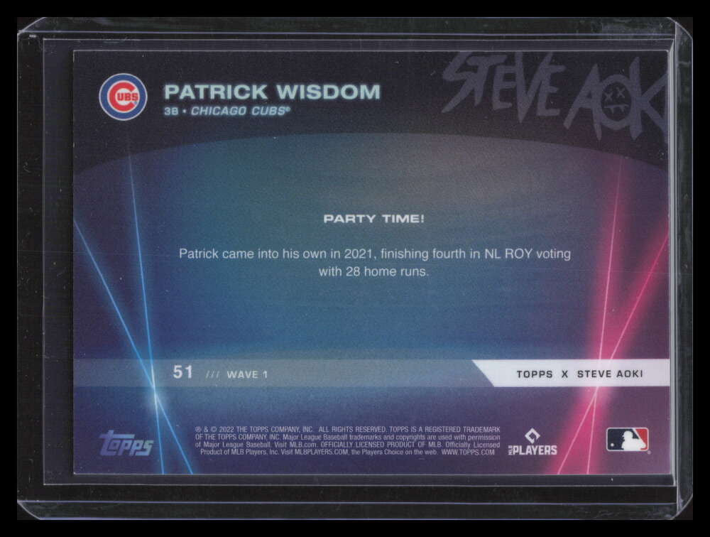 2022 Topps X Steve Aoki's Party Purple Glitter Blast 51 Patrick Wisdom 13/99
