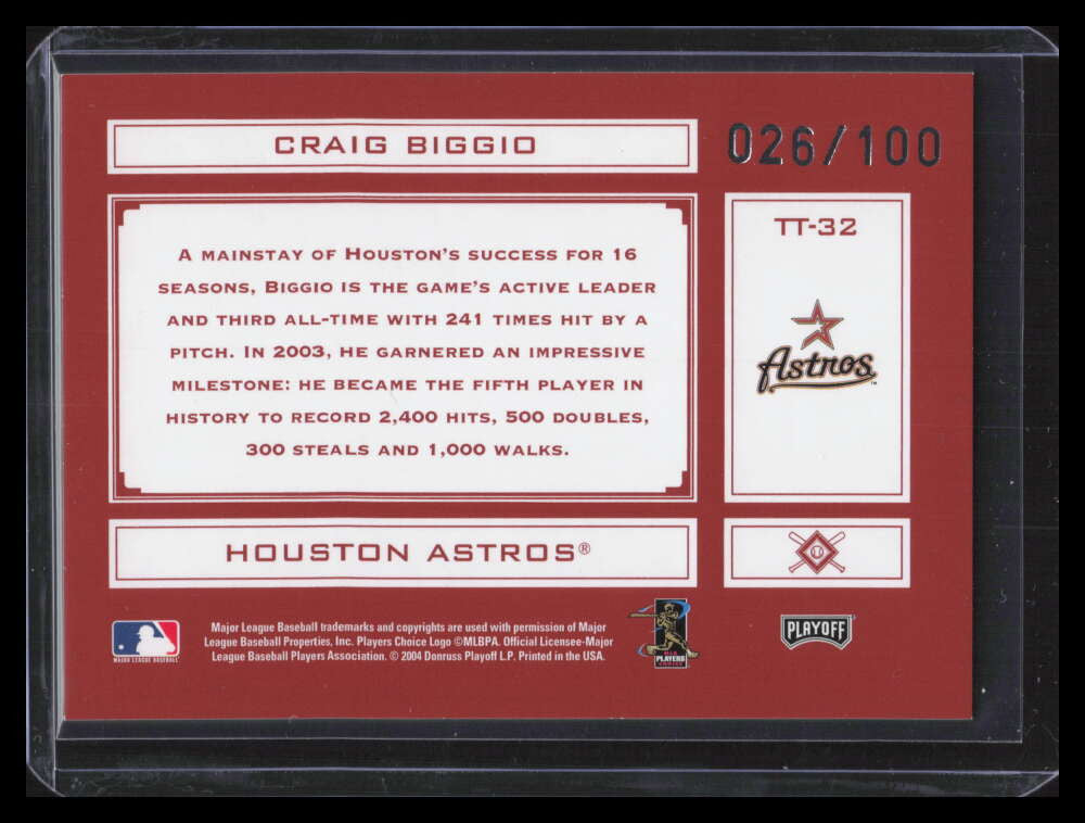 2004 Absolute Memorabilia Tools of Trade Red Spectrum tt32 Craig Biggio 26/100
