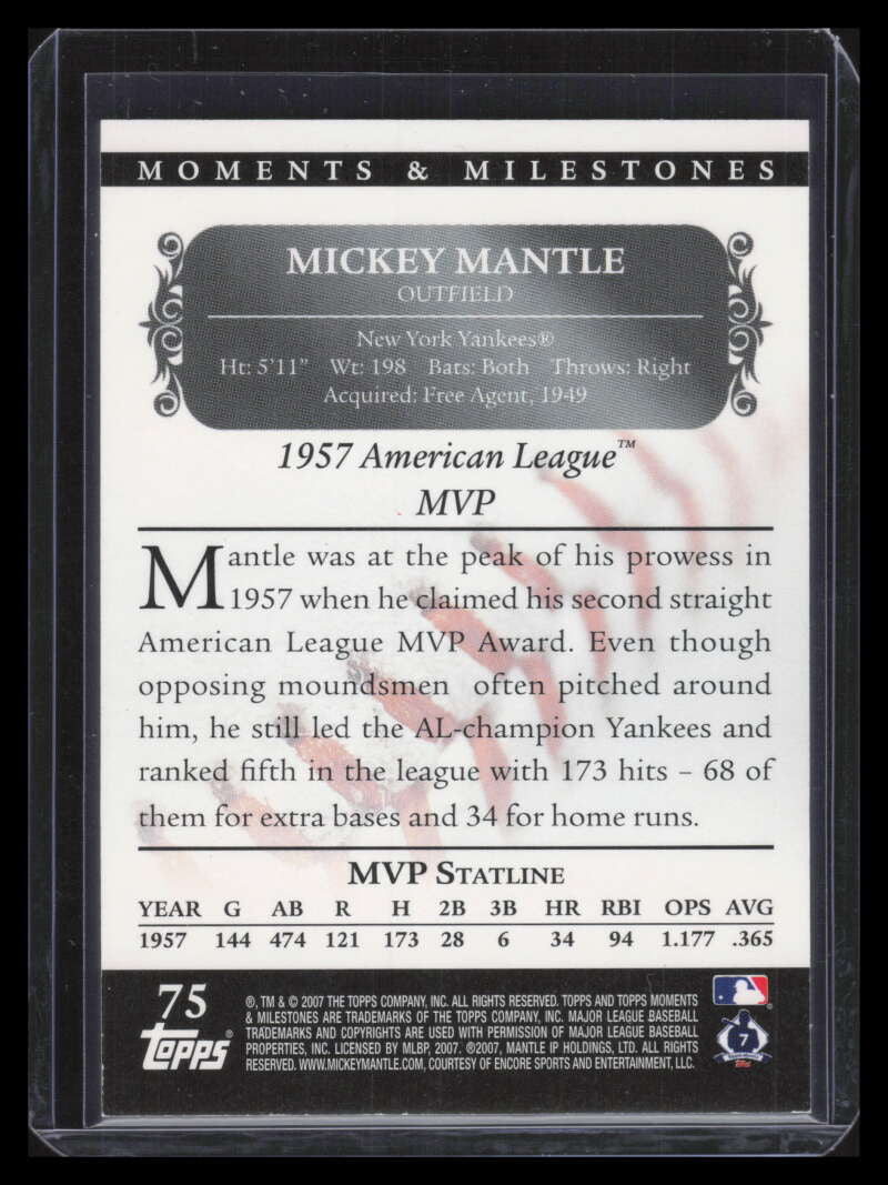 2007 Topps Moments &amp; Milestones Black 75-171 Mickey Mantle 13/29