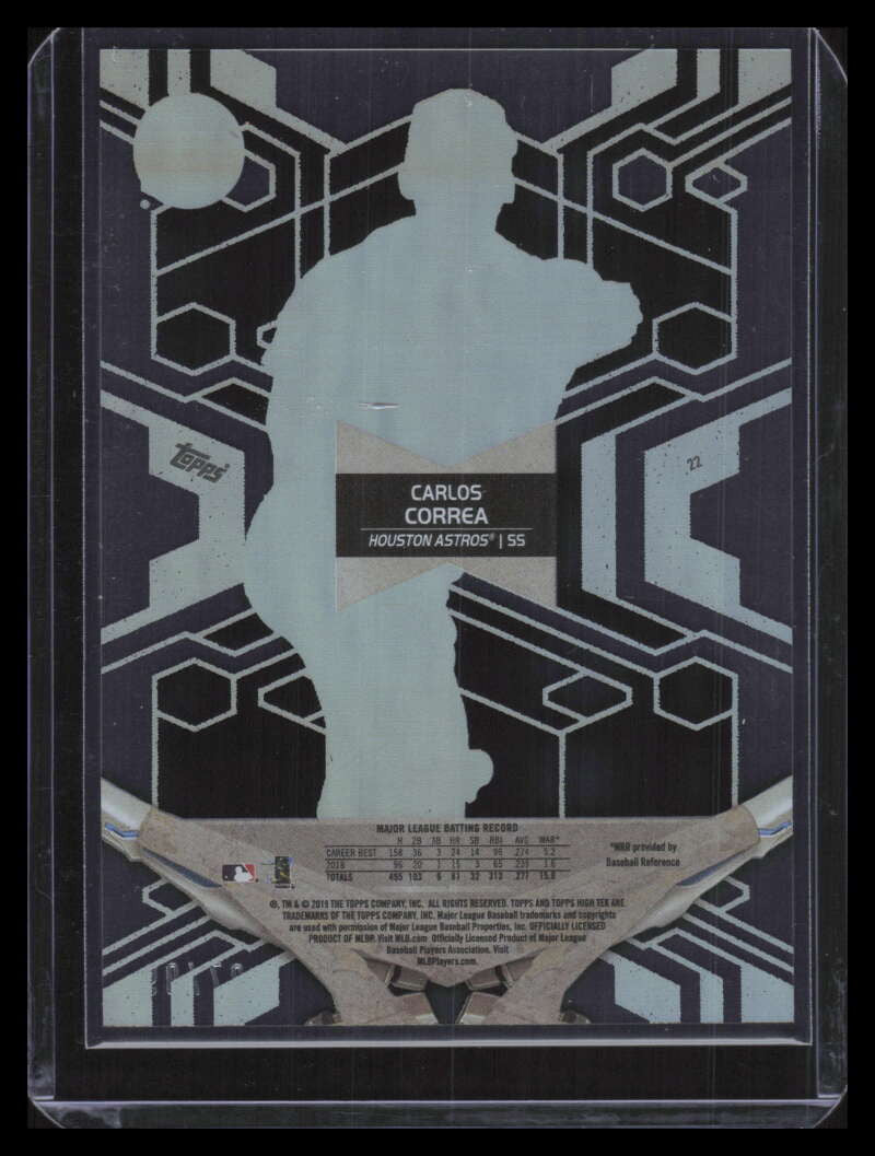 2019 Topps High Tek Purple 22 Carlos Correa 7/99
