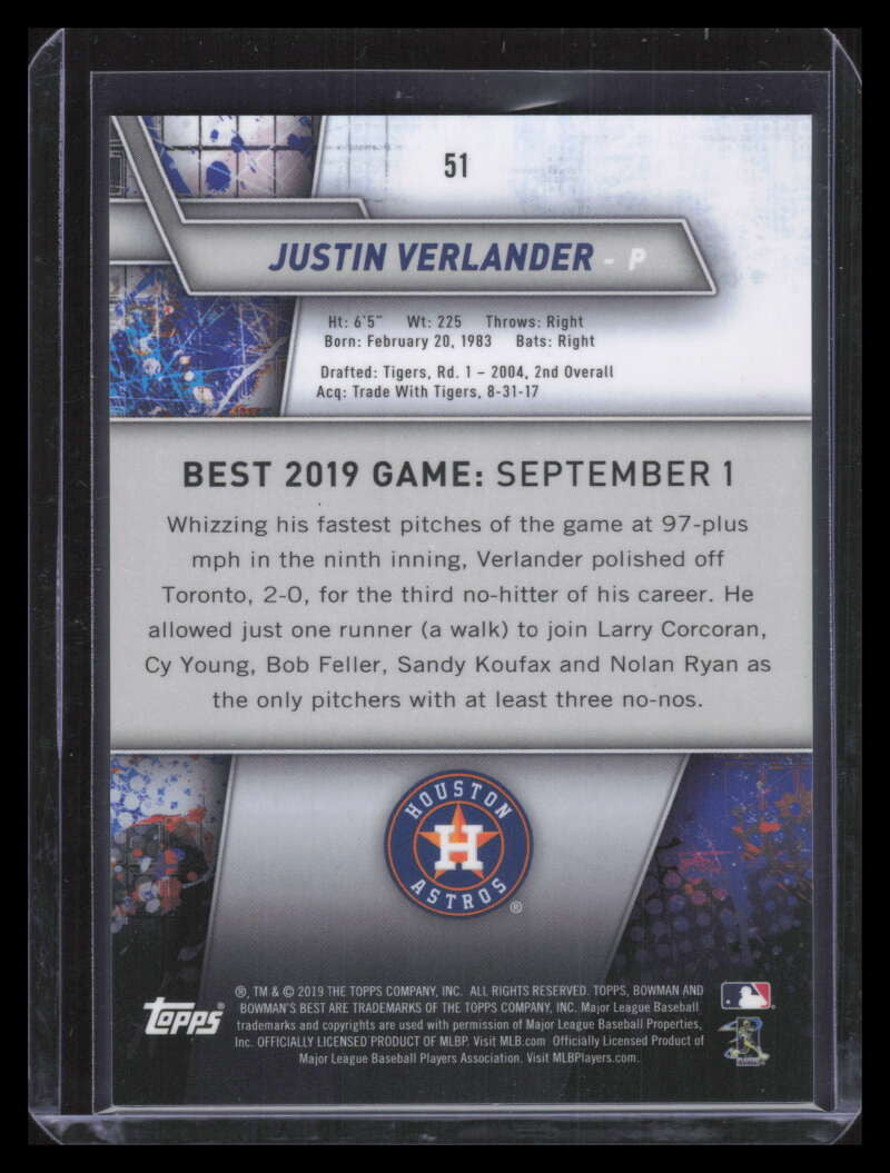 2019 Bowman's Best Atomic Refractor 51 Justin Verlander