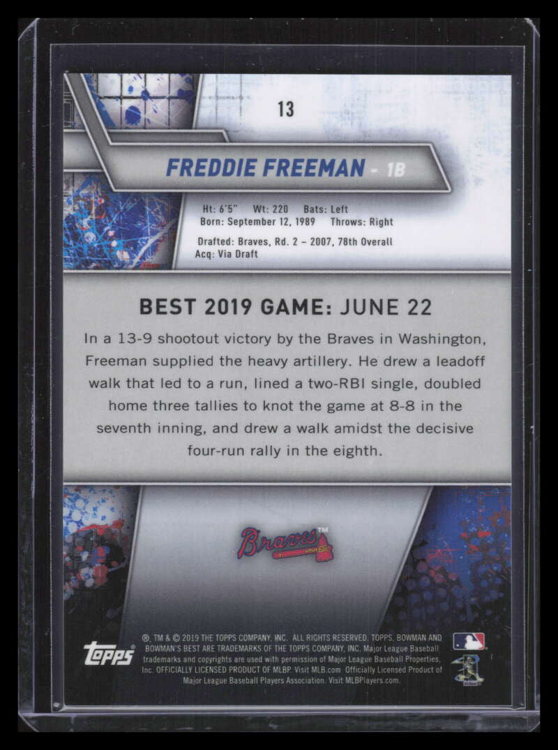 2019 Bowman's Best Atomic Refractor 13 Freddie Freeman