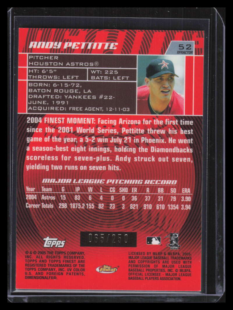 2005 Finest X-Fractor 52 Andy Pettitte 65/250