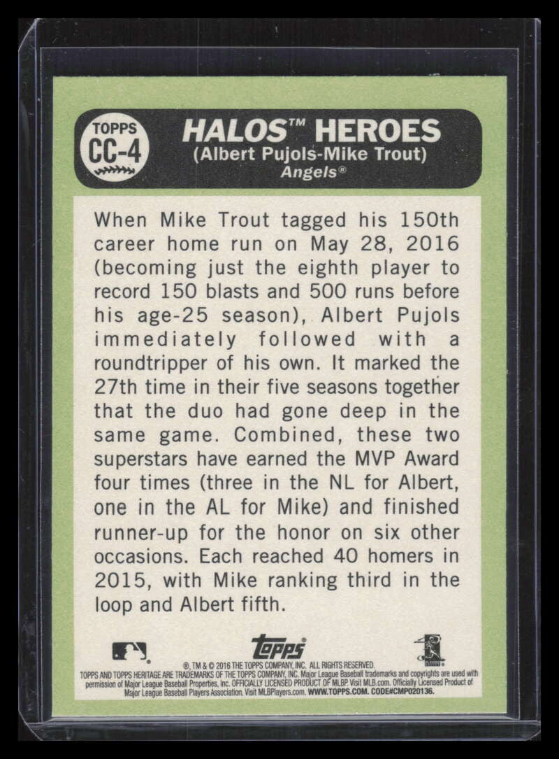 2016 Topps Heritage Combo Cards cc4 Albert Pujols Mike Trout