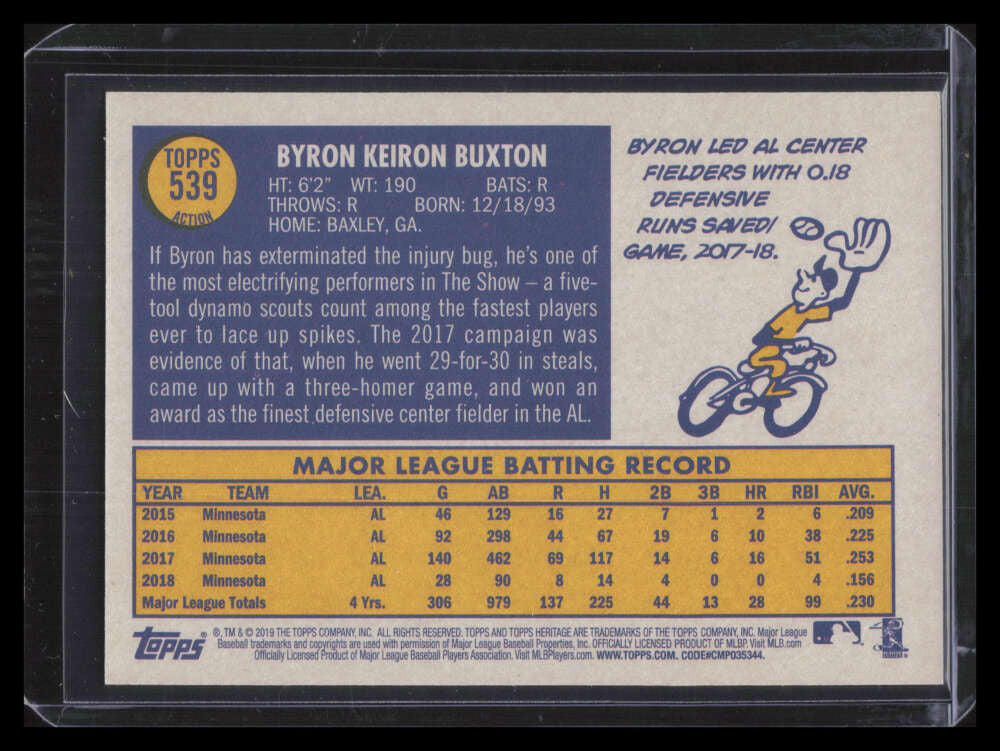 2019 Topps Heritage Action Variations 539 Byron Buxton