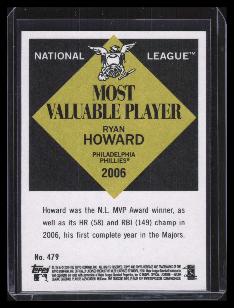 2010 Topps Heritage 479 Ryan Howard SP