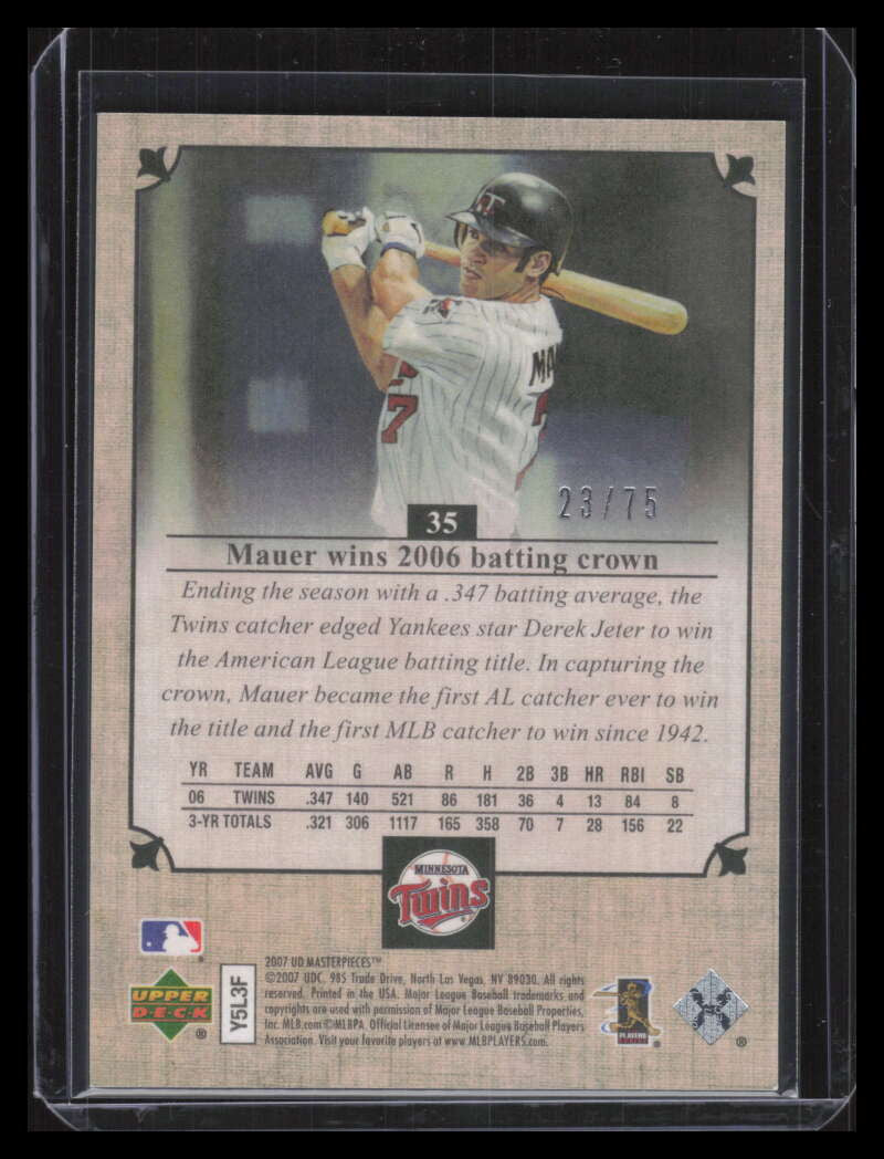 2007 UD Masterpieces Deep Blue Linen 35 Joe Mauer 23/75