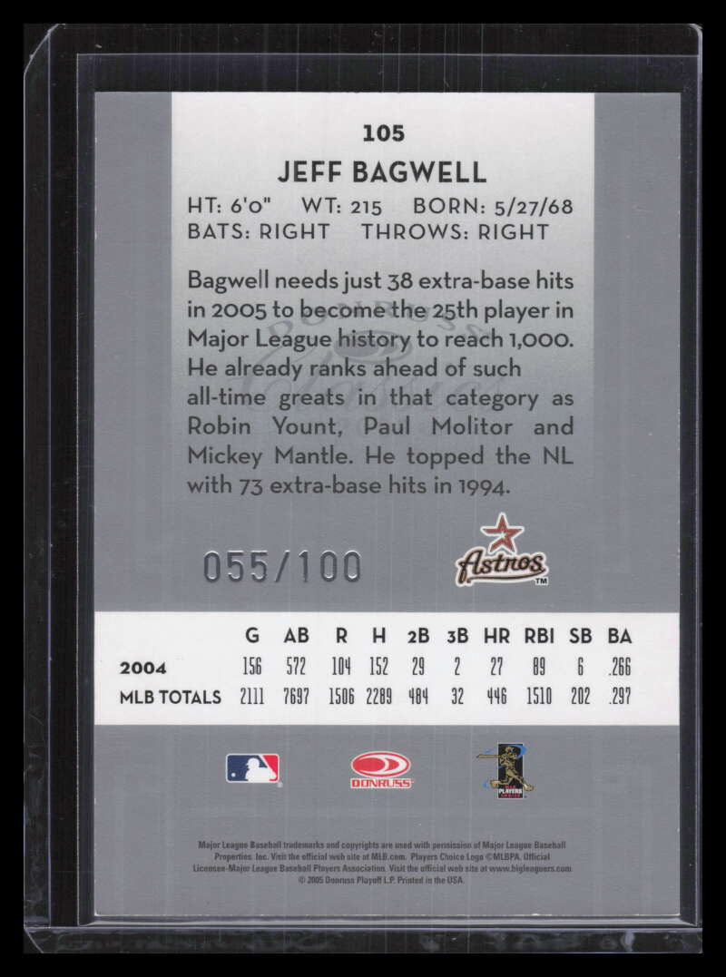 2005 Donruss Classics Timeless Tributes Silver 105 Jeff Bagwell 55/100