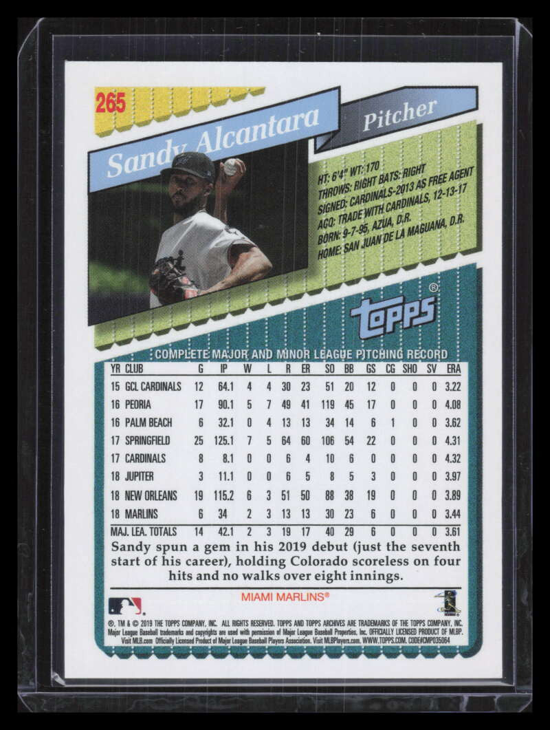 2019 Topps Archives '93 Topps Gold 265 Sandy Alcantara