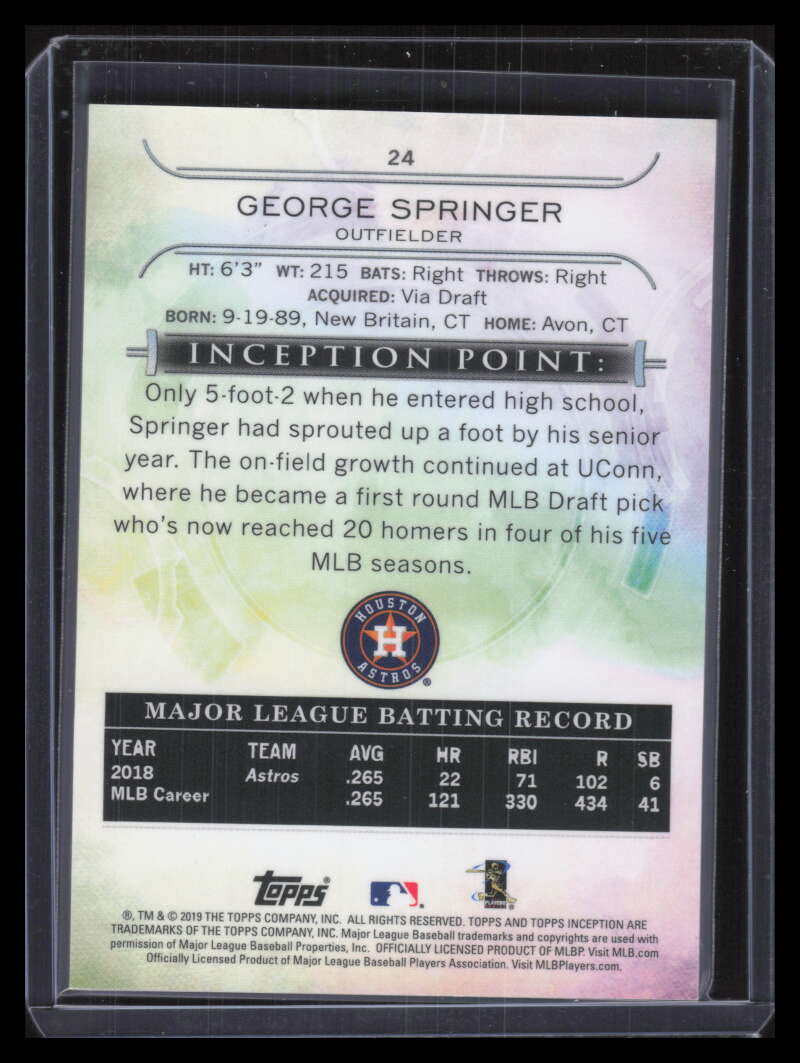 2019 Topps Inception Red 24 George Springer 75/75