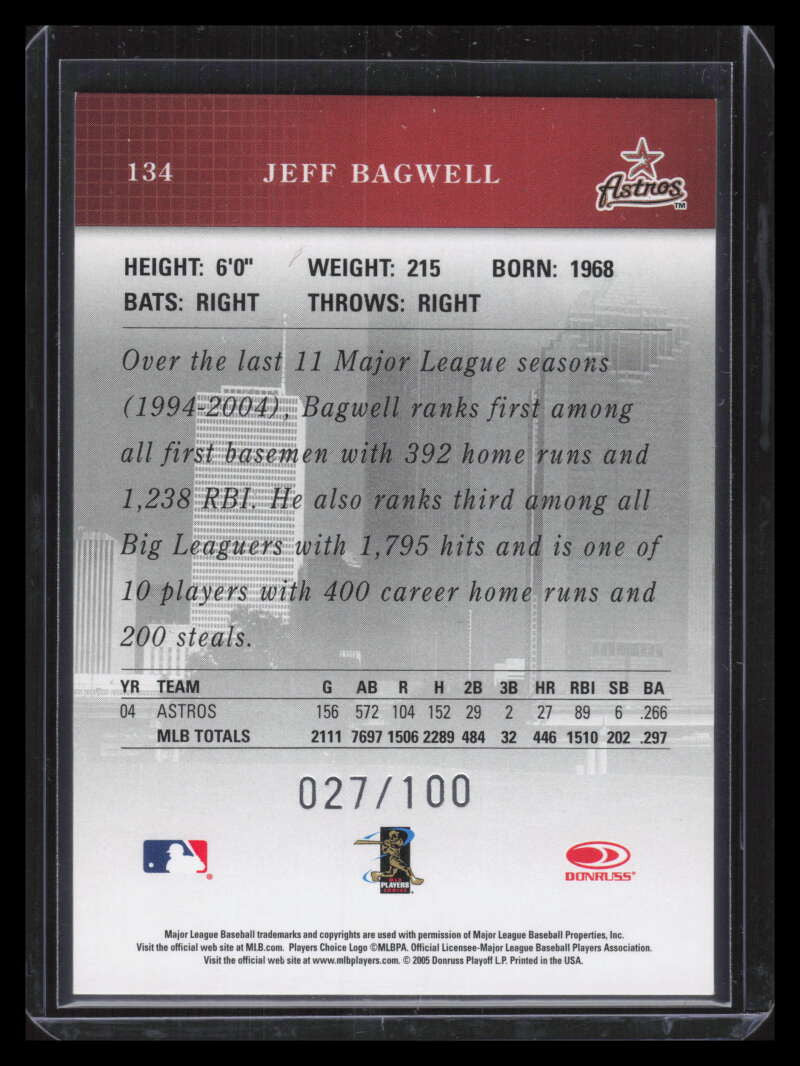 2005 Studio Proofs Silver 134 Jeff Bagwell 27/100