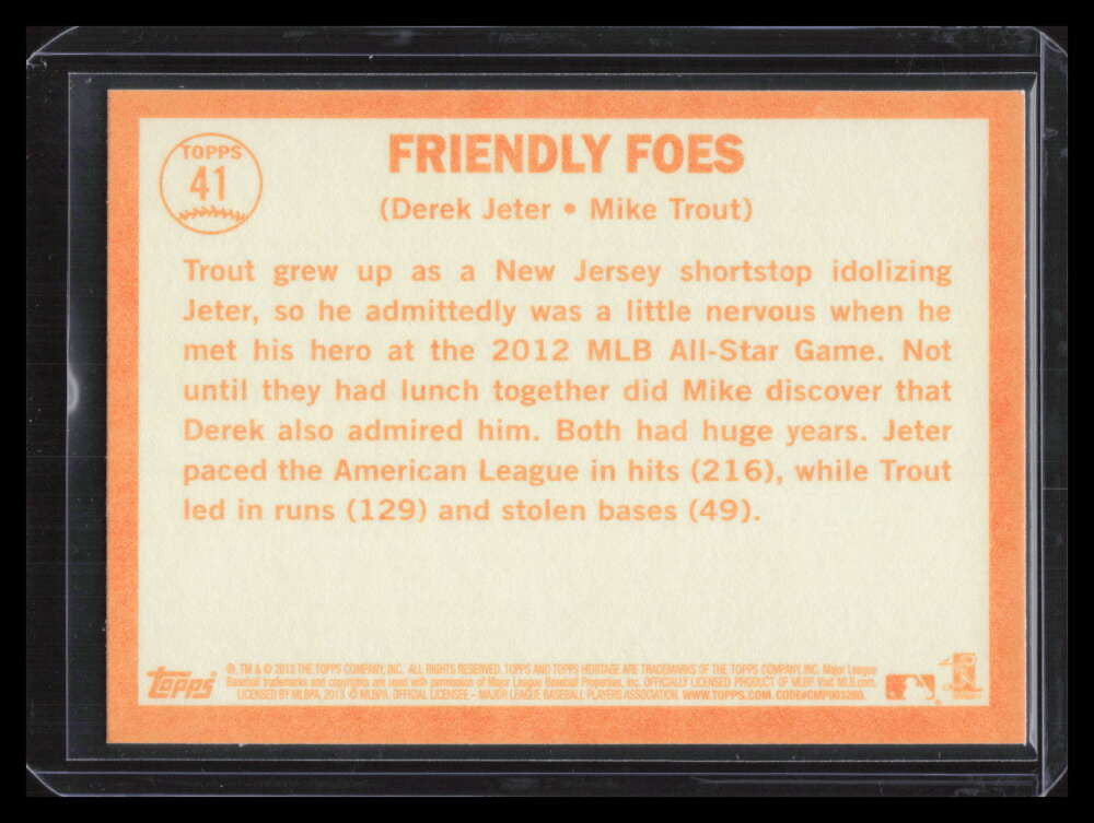2013 Topps Heritage 41 Friendly Foes Derek Jeter Mike Trout 123812