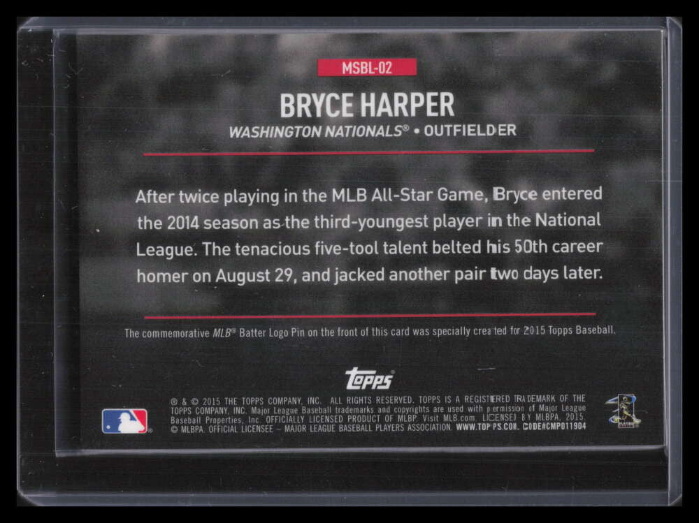 2015 Topps Logoman Pin msbl02 Bryce Harper Medallion Pin