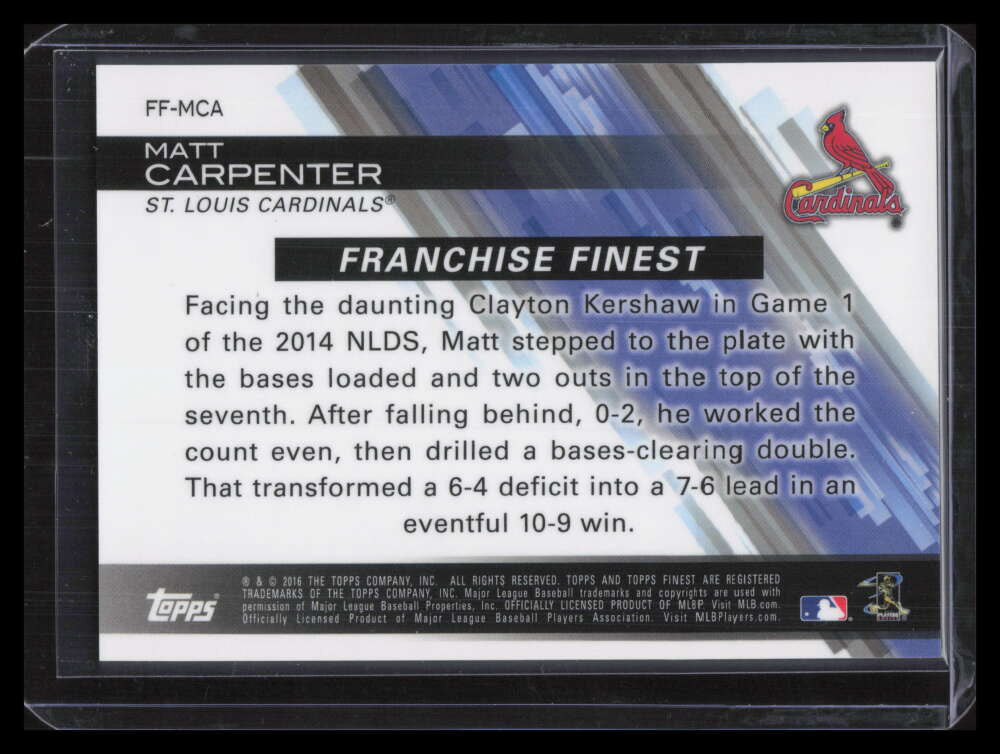 2016 Finest Franchise Finest Orange Refractor FFMCA Matt Carpenter 14/25