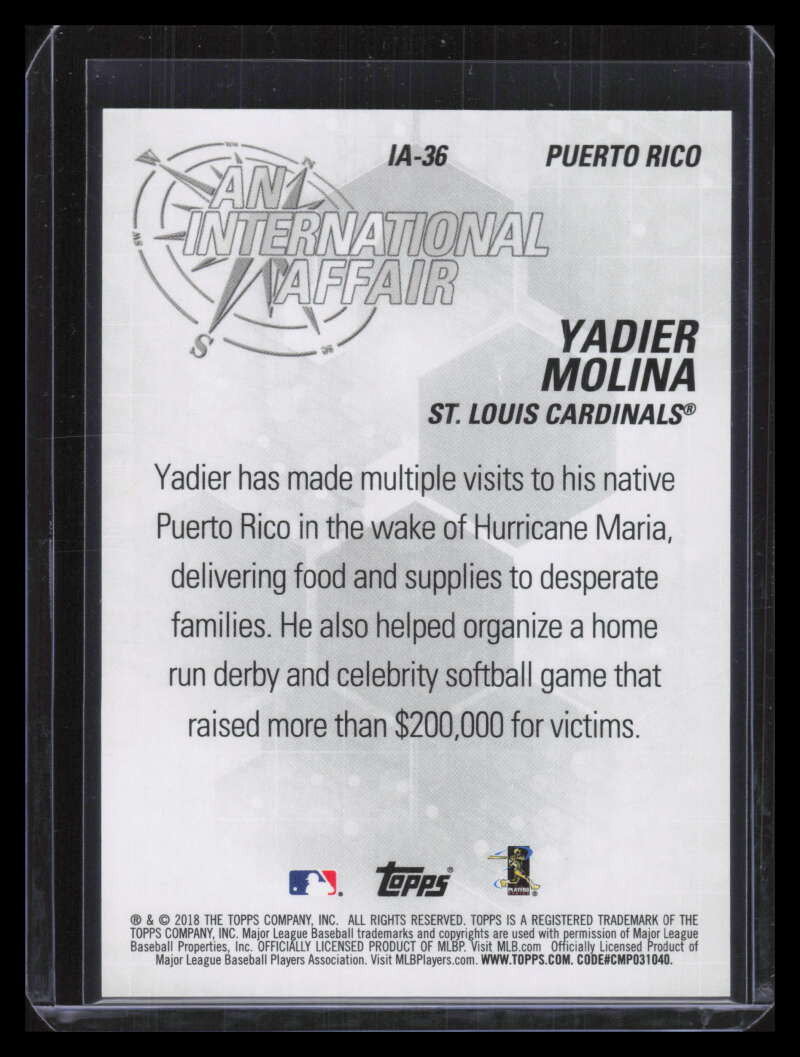 2018 Topps Update An International Affair Gold ia36 Yadier Molina 11/50