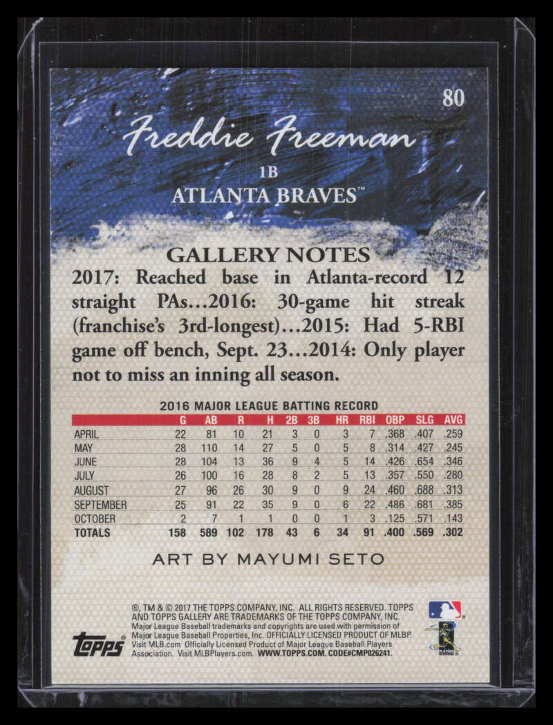 2017 Topps Gallery Orange 80 Freddie Freeman 23/25