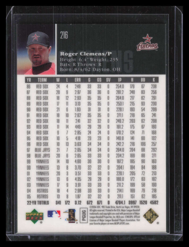 2006 Upper Deck Special F/X Red 216 Roger Clemens 21/50