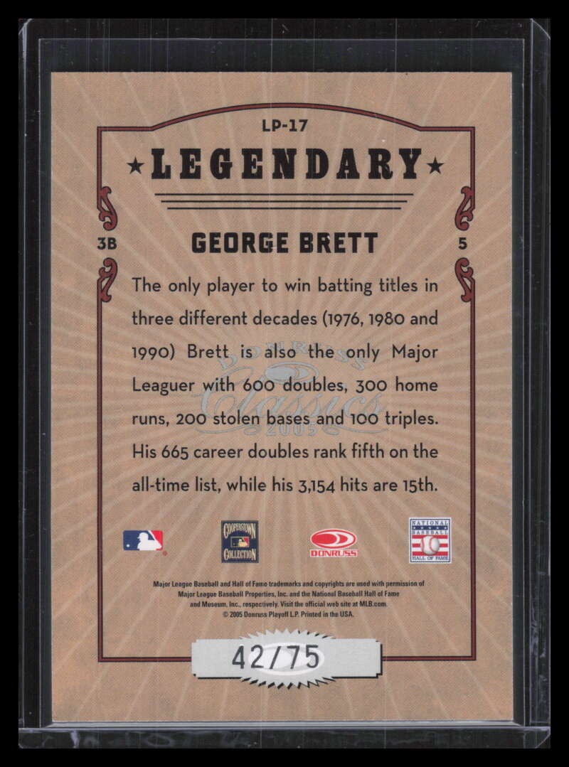 2005 Donruss Classics Legendary Players Gold 17 George Brett 42/75