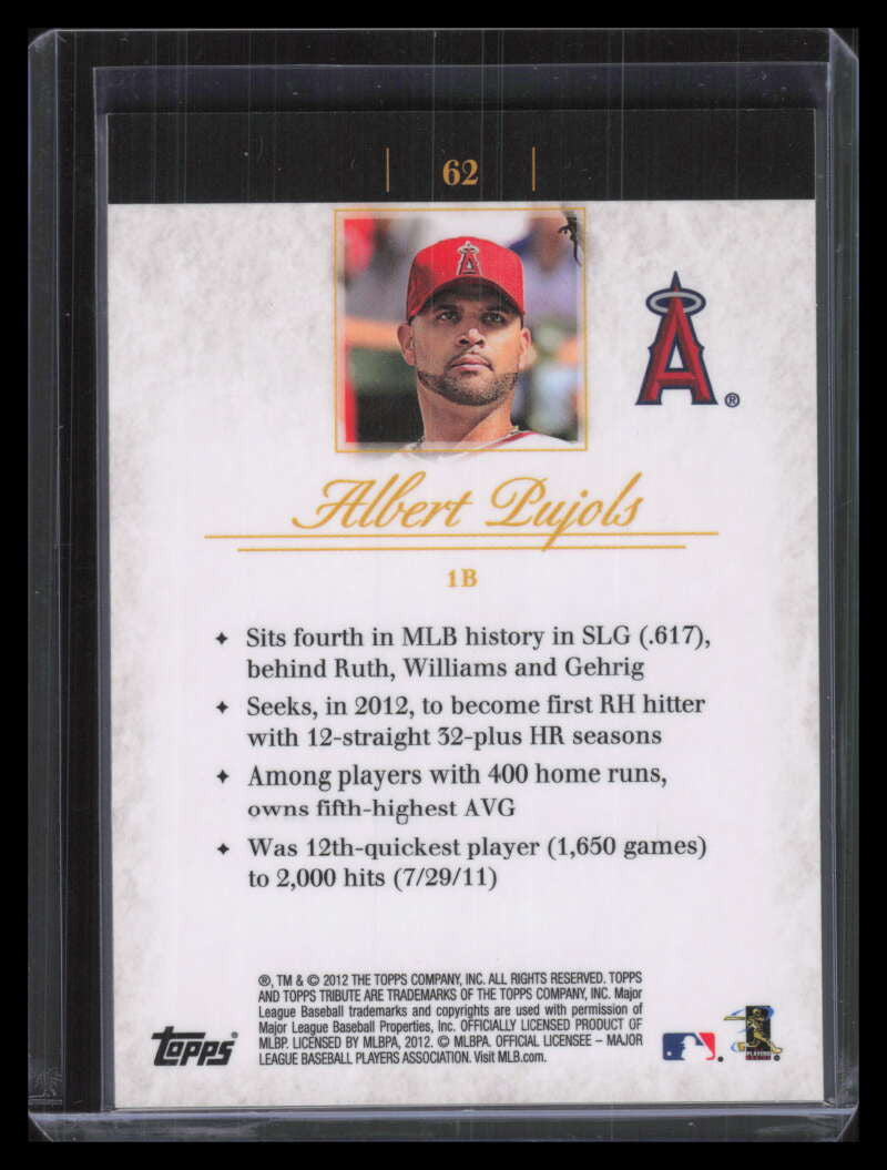 2012 Topps Tribute Black 62 Albert Pujols 34/60