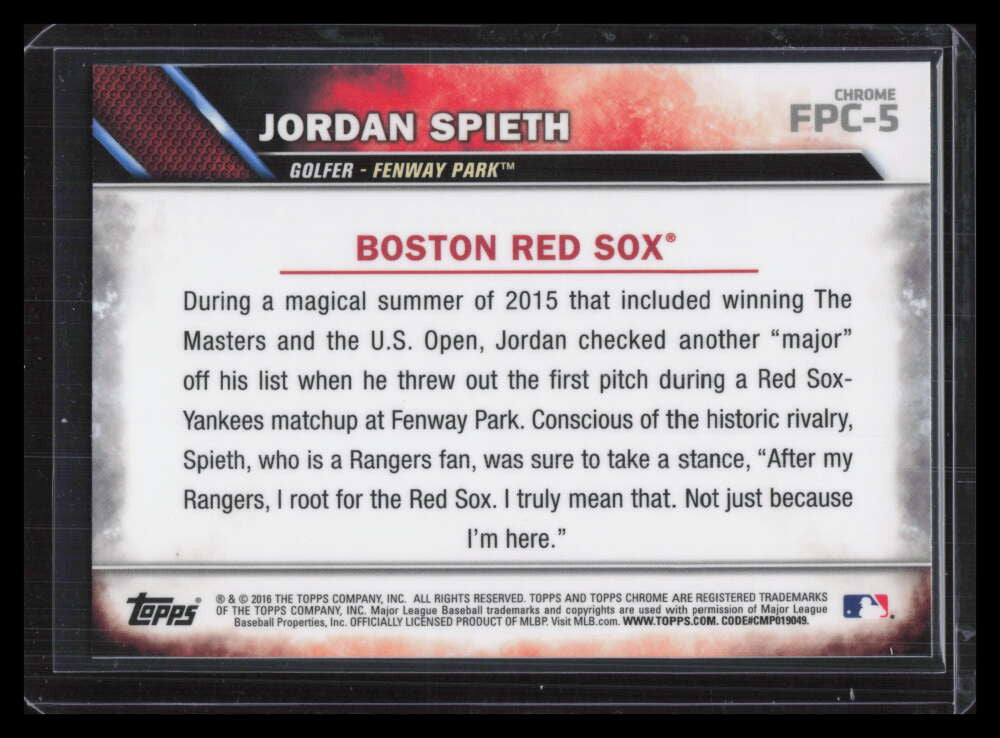 DELETE 127304 2016 Topps Chrome First Pitch fpc5 Jordan Spieth 125002
