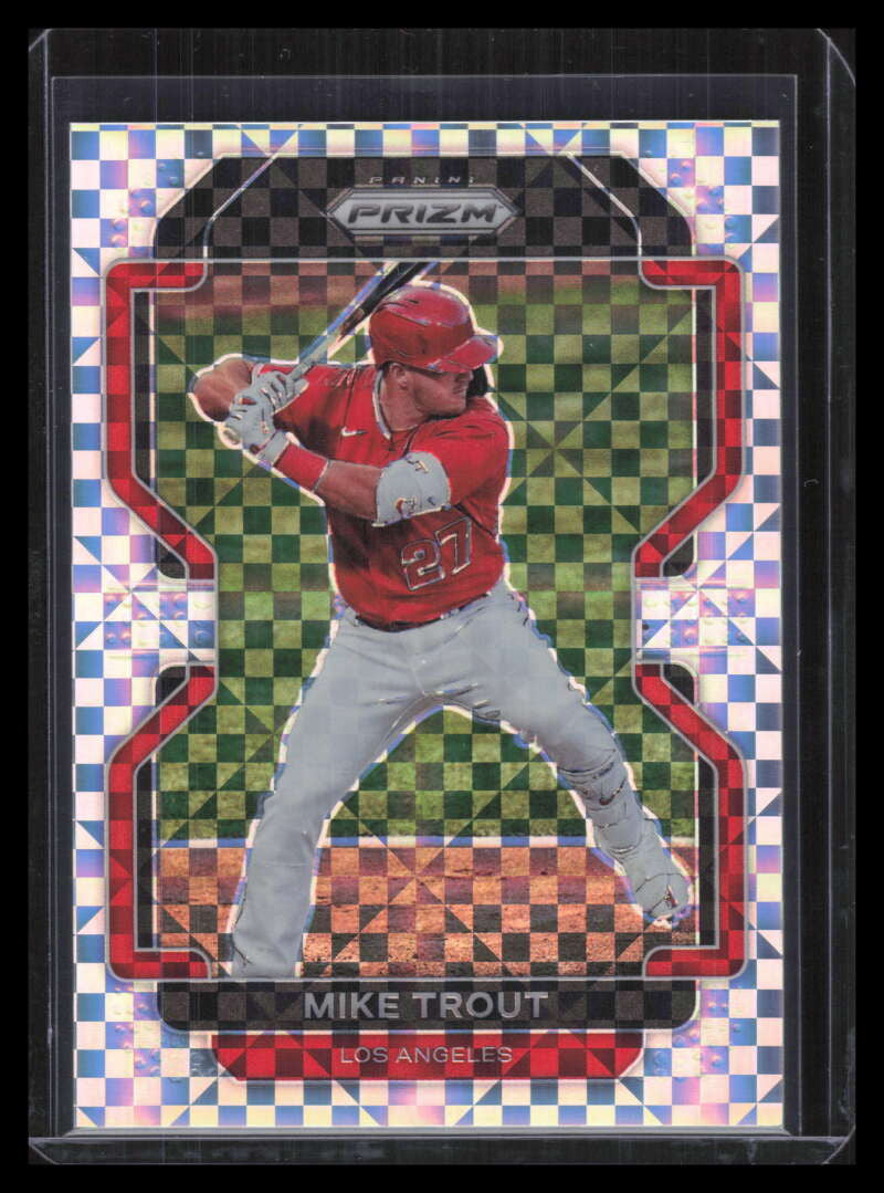 2022 Panini Prizm Prizms Power Plaid Refractor 138 Mike Trout 41/75
