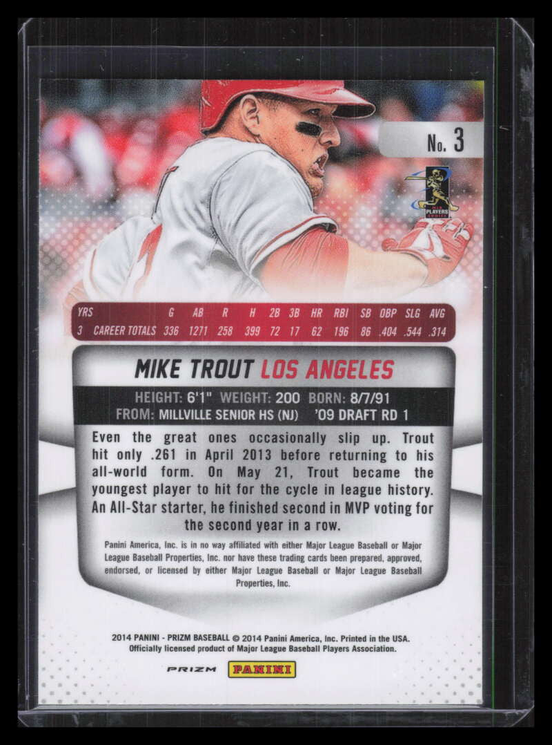 2014 Panini Prizm Prizms Red White &amp; Blue Pulsar Refractor 3 Mike Trout