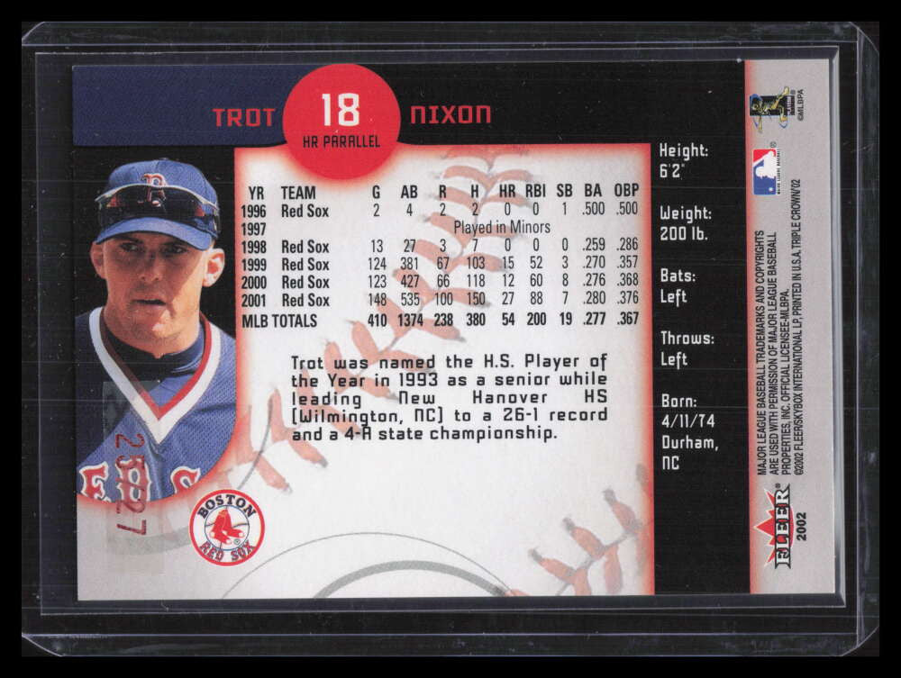 2002 Fleer Triple Crown Home Run Parallel 18 Trot Nixon 25/27