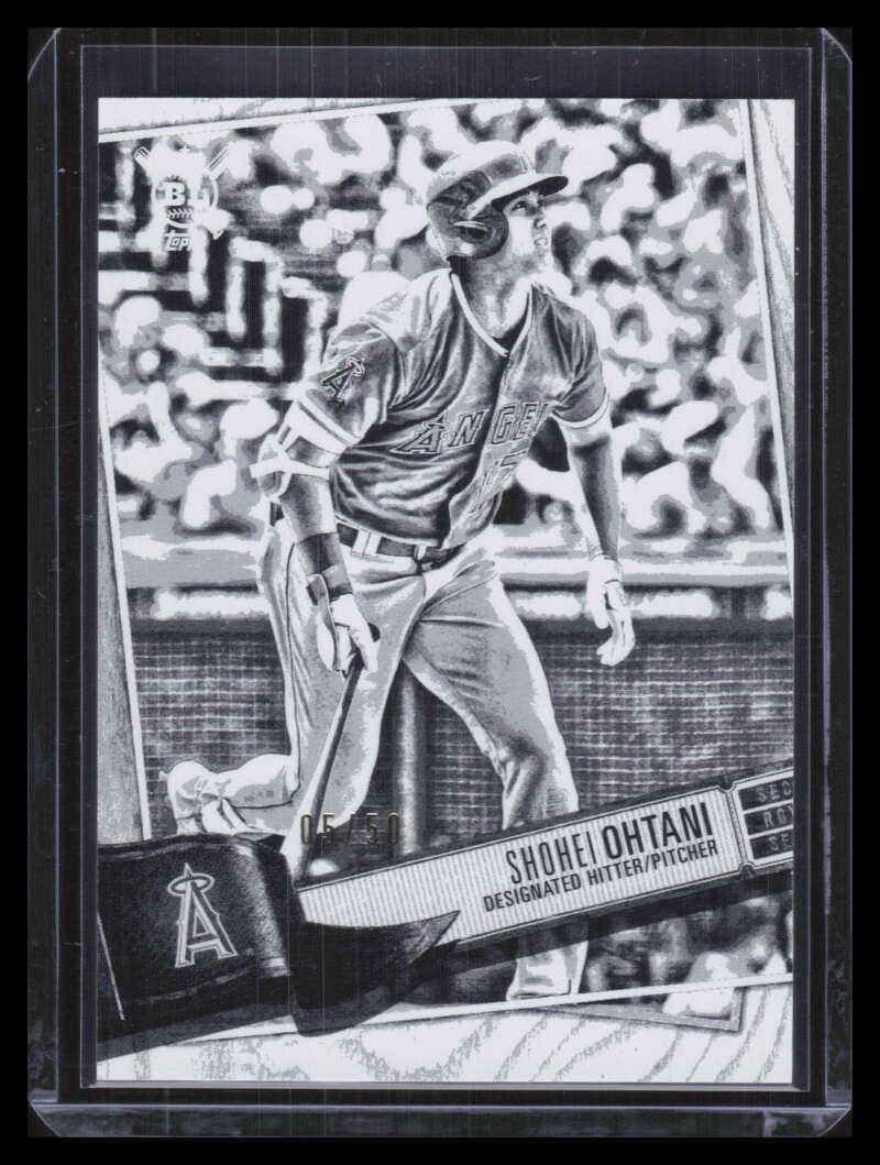 DELETE 127365 2019 Topps Big League Artist Rendition Black and White 17 Shohei Ohtani 5/50