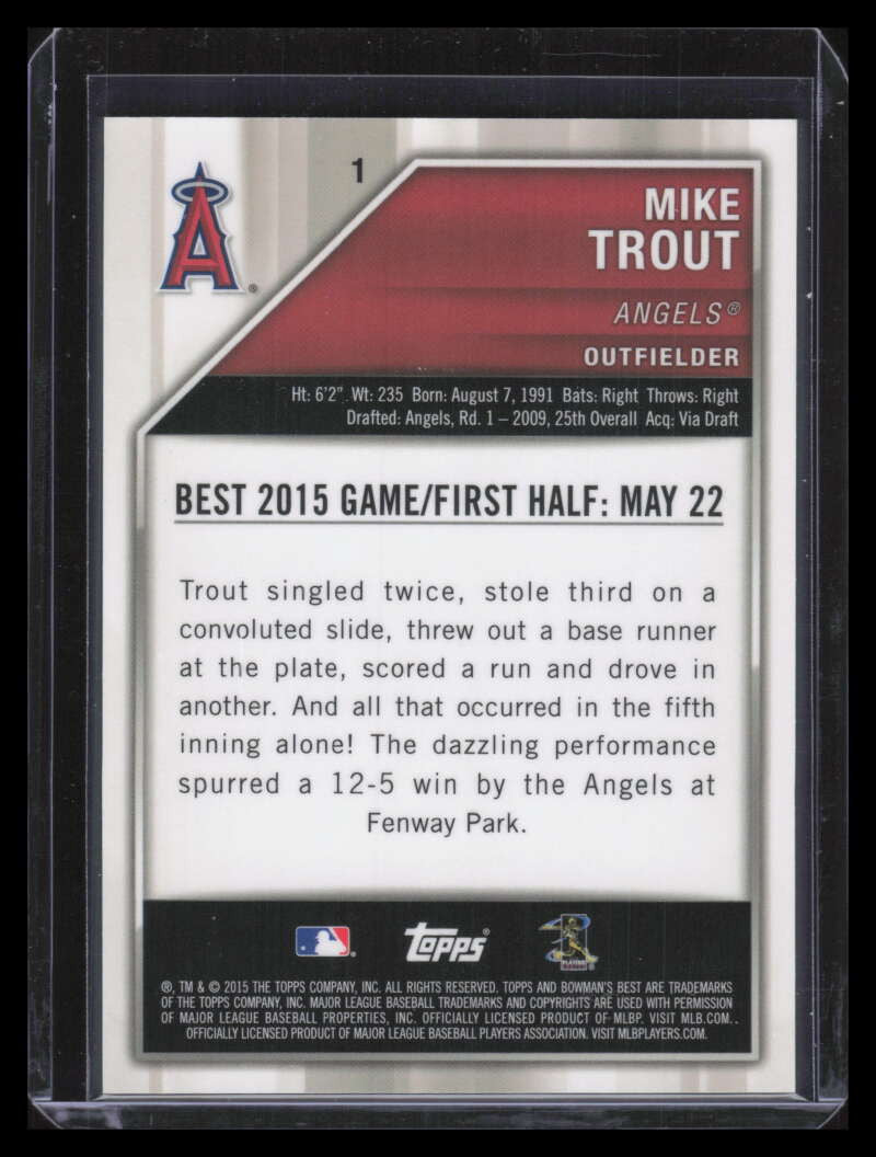 2015 Bowman's Best Green Refractor 1 Mike Trout 44/99