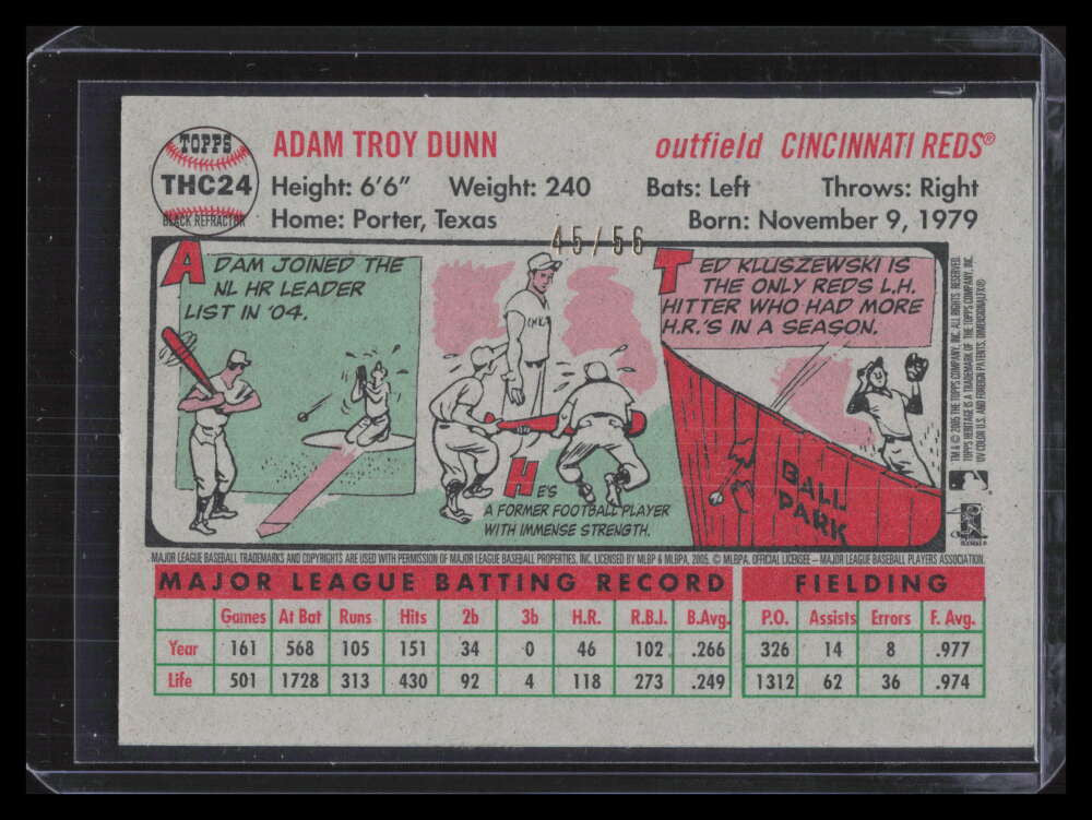 2005 Topps Heritage Chrome Black Refractor thc24 Adam Dunn 45/56