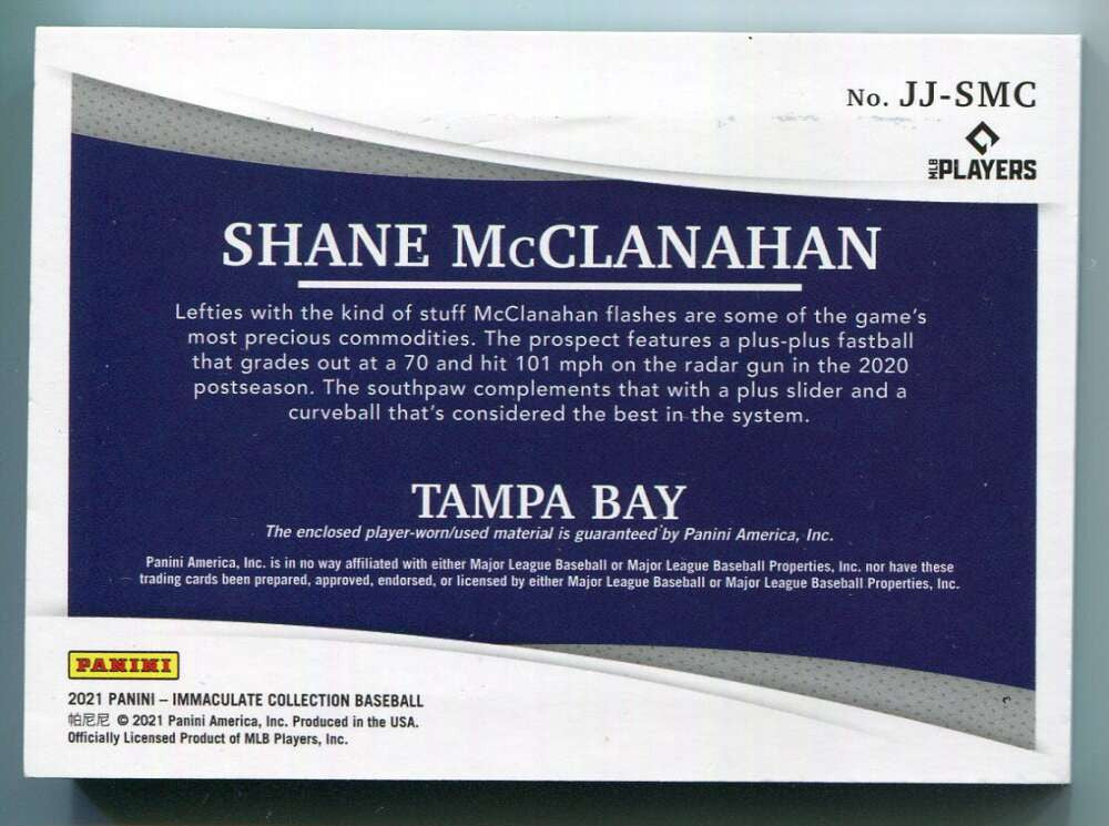 2021 Immaculate Fielding Glove Shane McClanahan Jumbo Rawlings Logo Patch 3/4
