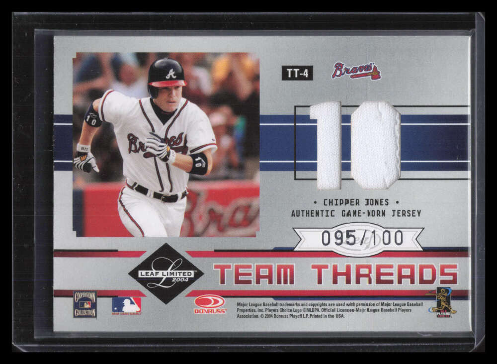 2004 Leaf Limited Team Threads Number 4 Chipper Jones Dale Murphy Jersey 95/100
