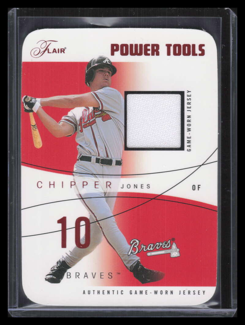 2004 Flair Power Tools Game Used Red Die Cut CJ Chipper Jones Jersey 5/18