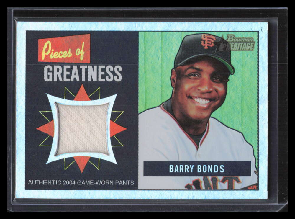 2005 Bowman Heritage Pieces Greatness Rainbow Barry Bonds Uniform Jersey 11/51