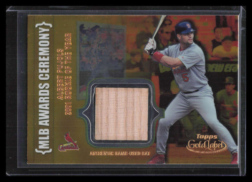 2002 Topps Gold Label MLB Awards Ceremony Relics Gold AP Albert Pujols ROY Bat