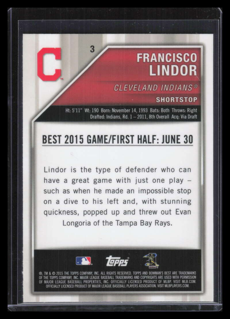 2015 Bowman's Best Refractor 3 Francisco Lindor Rookie (a)