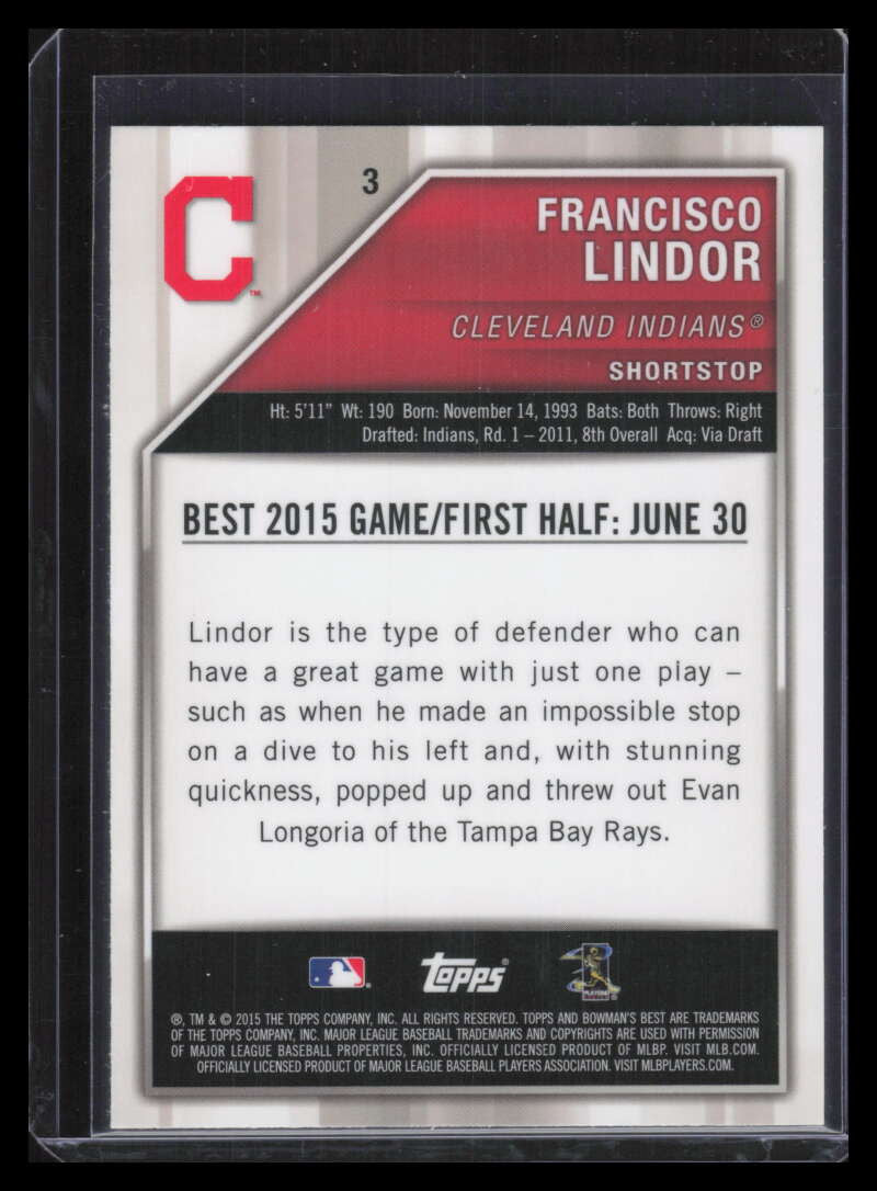 2015 Bowman's Best Refractor 3 Francisco Lindor Rookie (b)