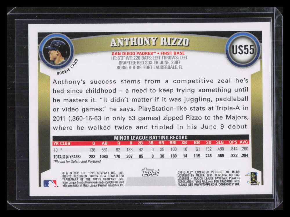 2011 Topps Update us55 Anthony Rizzo Rookie 124130