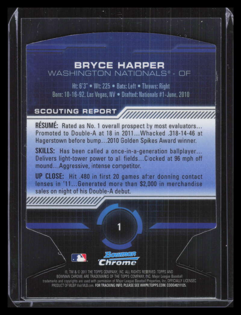2011 Bowman Chrome Futures Refractor 1 Bryce Harper Rookie