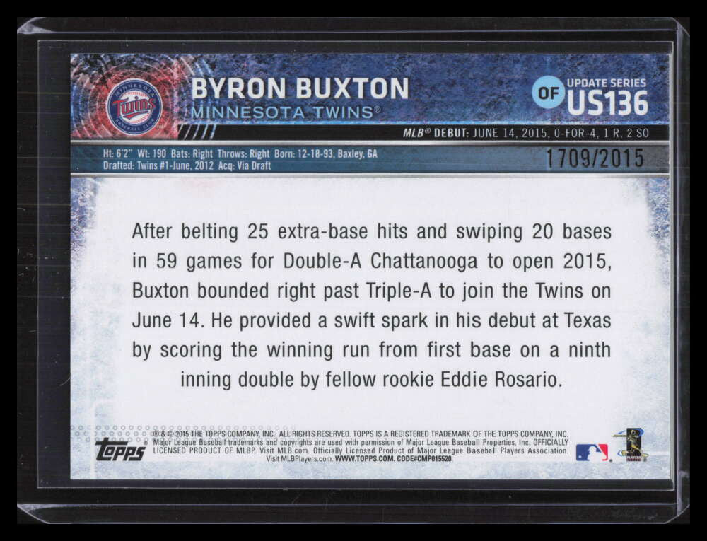 2015 Topps Update Gold us136 Byron Buxton RD Rookie Debut 1709/2015