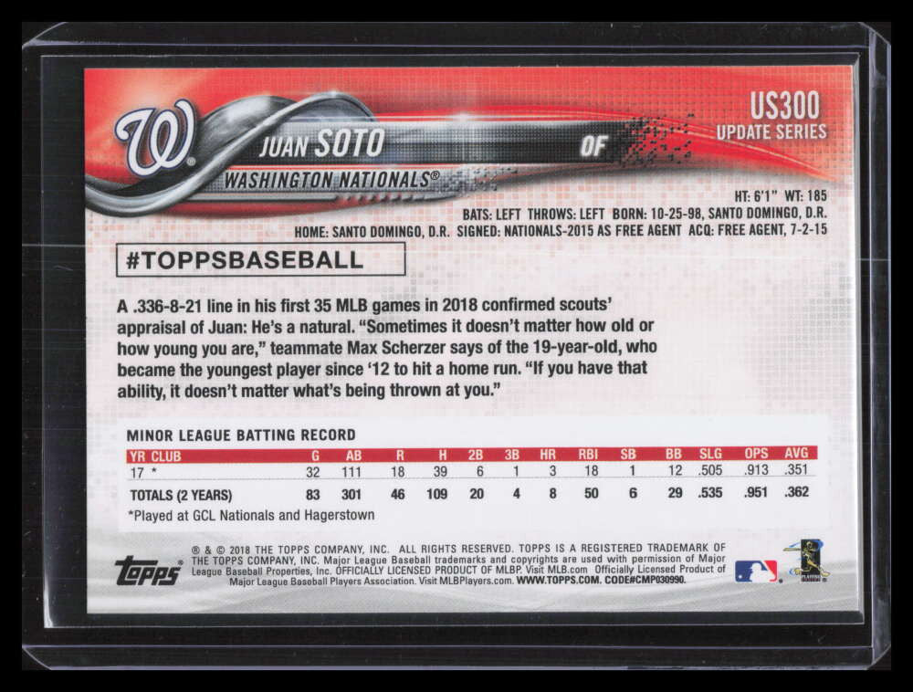 2018 Topps Update us300 Juan Soto Rookie 124560