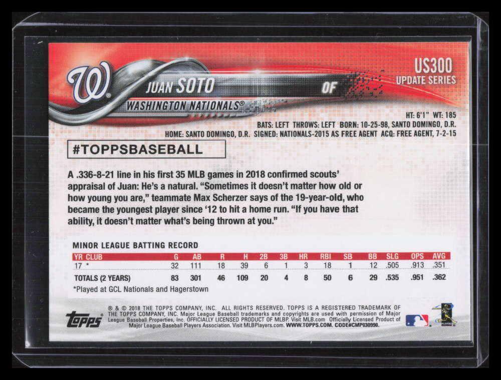 2018 Topps Update us300 Juan Soto Rookie 124561