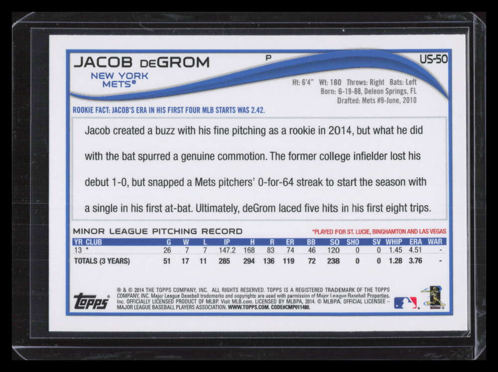 DELETE 127857 2014 Topps Update us50 Jacob deGrom Rookie 124734
