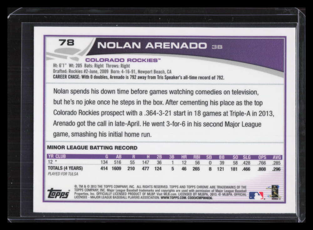 DELETE 127900 2013 Topps Chrome 78 Nolan Arenado Rookie 124777