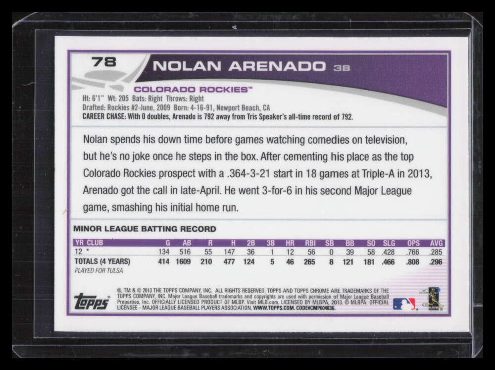 DELETE 127904 2013 Topps Chrome 78 Nolan Arenado Rookie 124781