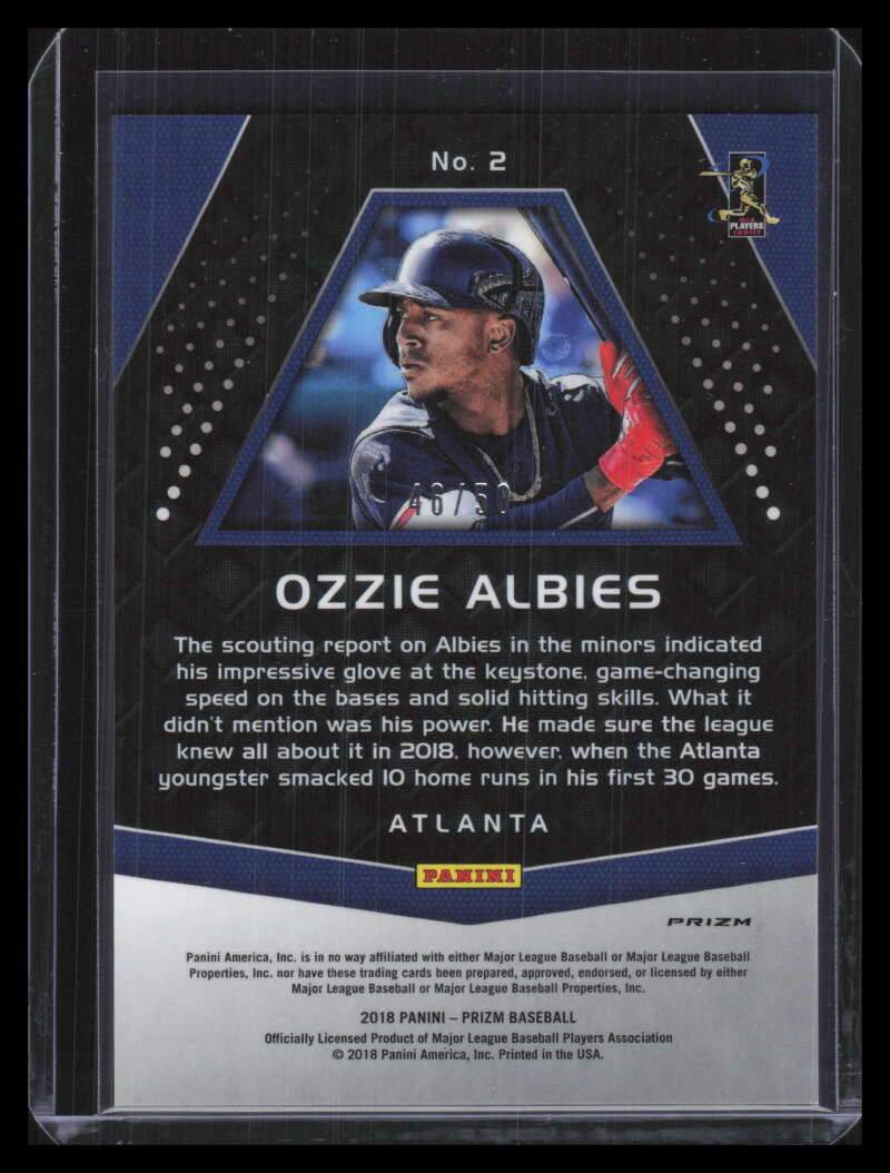 2018 Panini Prizm Green Refractor 2 Ozzie Albies Rookie 46/50