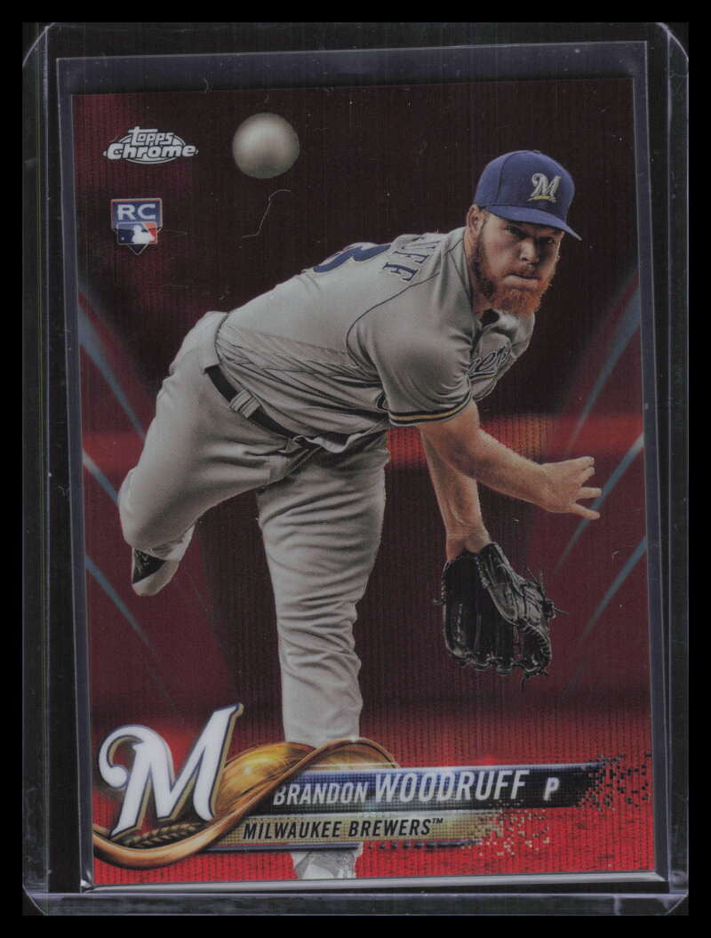 2018 Topps Chrome Red Wave Refractor 179 Brandon Woodruff Rookie 5/5