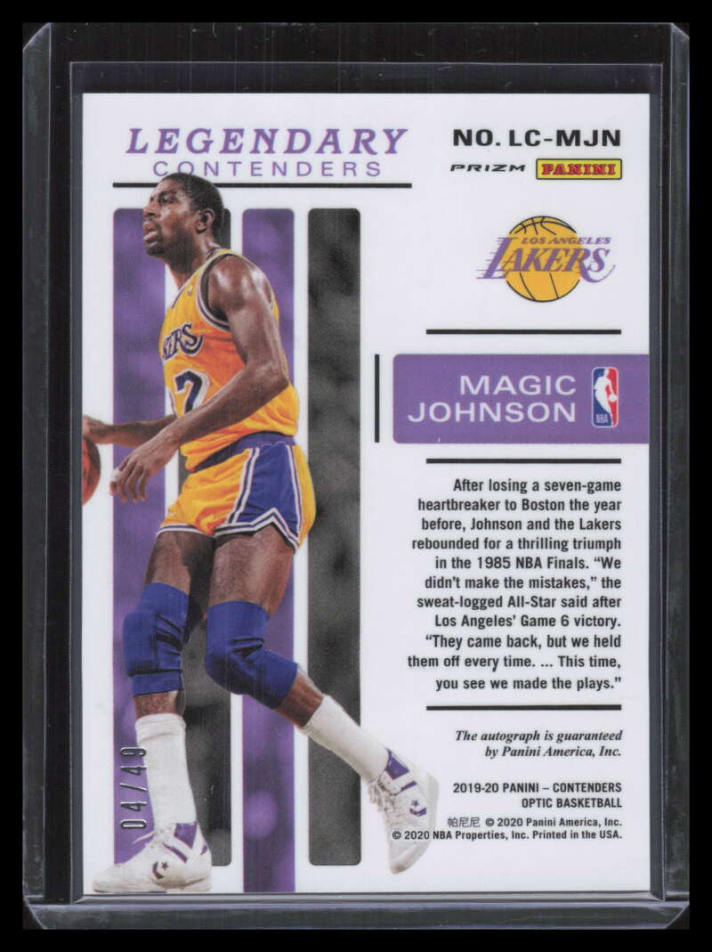DELETE 128035 2019-20 Panini Contenders Optic Legendary Autographs 19 Magic Johnson Auto 4/49