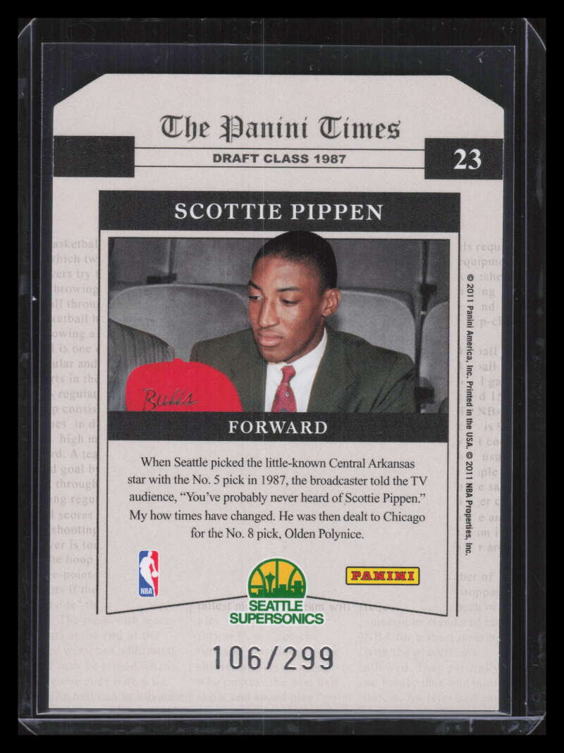 2010-11 Playoff Contenders Place in History Die Cuts 23 Scottie Pippen 106/299