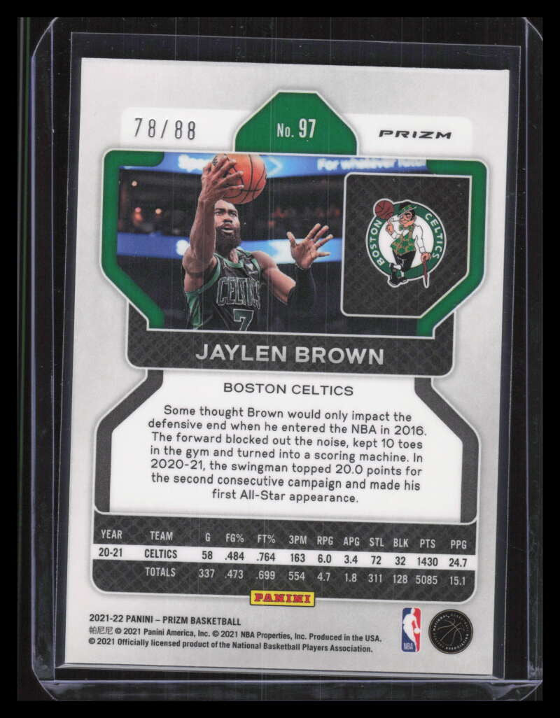 2021-22 Panini Prizm Prizms Choice Red Refractor 97 Jaylen Brown 78/88